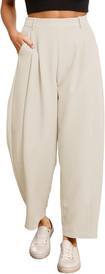 Womens Wide Leg Barrel Pants with Pockets
