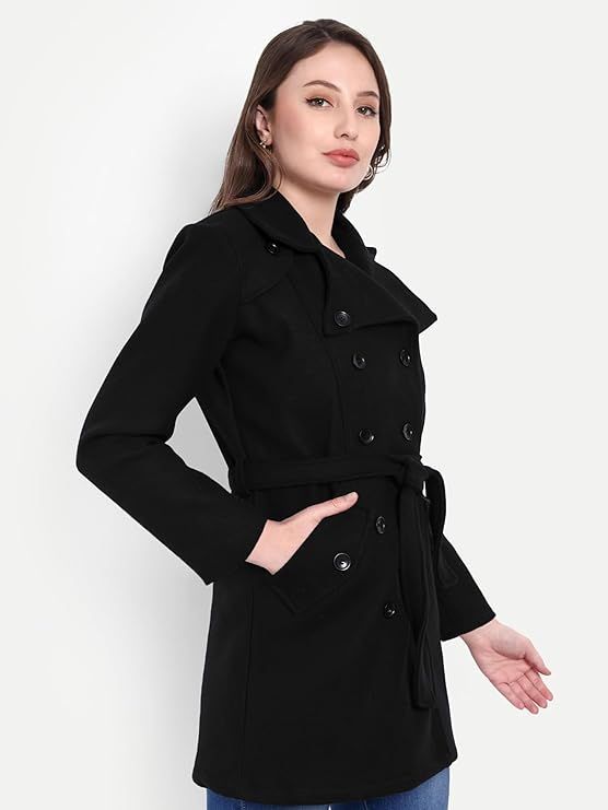 Women Soft Woolen Warm Full Sleeve Solid Long Coat | Casual Winter Outings | Full Length Coverage | Side Pockets | Single Breasted Closure