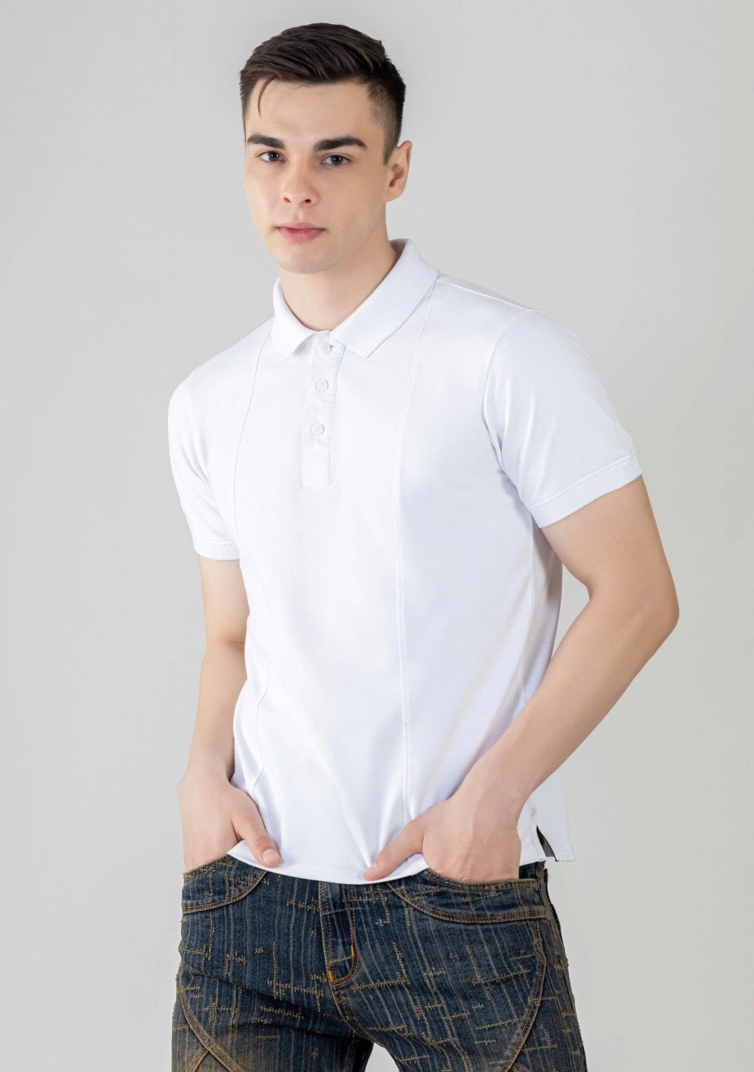 White Regular Fit Men’s Polo T-shirt