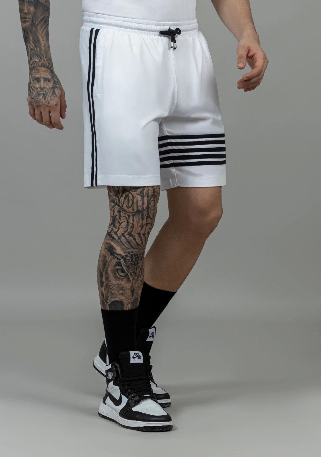 White Regular Fit Men's Cotton Knitted Shorts