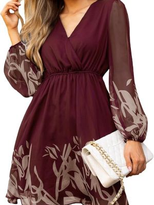 Womens Fall Floral Dress Boho Vacation Mini Wedding Guest Dresses