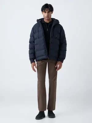 Casuals Black Solid Relaxed-Fit Puffer Jacket
