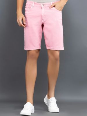 Pink Regular Fit Rhysley Men's Denim Shorts