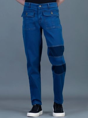 Royal Blue Straight Fit Patch Pocket Rhysley Men's Jeans