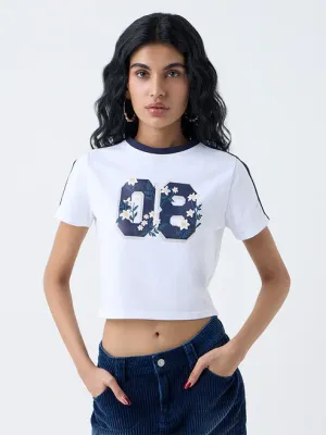 White Numerical Printed T-Shirt