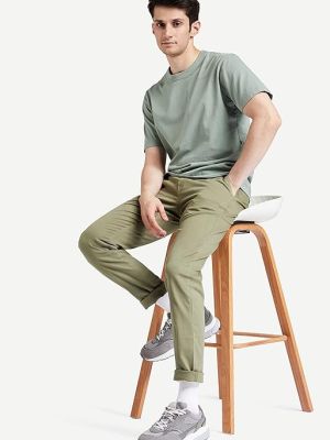 Symbol Men's Slim Fit Cotton Stretch Mid Rise Casual Pants