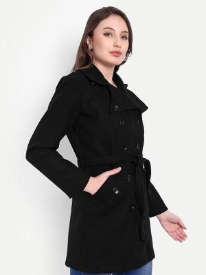 Women Soft Woolen Warm Full Sleeve Solid Long Coat | Casual Winter Outings | Full Length Coverage | Side Pockets | Single Breasted Closure