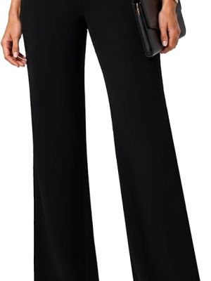 Womens Stretch Wide Leg Dress Pants Hidden Butt Scrunch Work Trouser