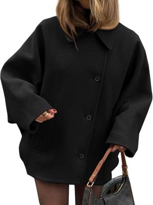 Coats Notch Lapel Single Breasted Oversized
