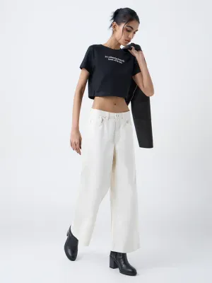Black Text Pattern Cotton T-Shirt
