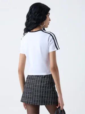 White Bow-Printed Cotton T-Shirt