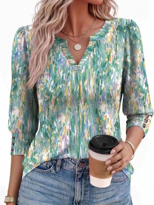 3/4 Sleeve Tops Women V Neck T Shirts Dressy Casual Blouses