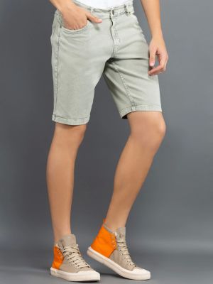 Light Olive Regular Fit Rhysley Men's Denim Shorts