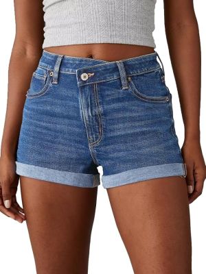 Women's Jean Shorts High Waisted Stretchy Casual Rolled Hem Zimbaplatinum Denim Shorts