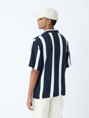 Navy Striped Relaxed-Fit Shirt