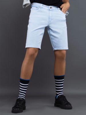 Powder Blue Regular Fit Rhysley Men's Denim Shorts