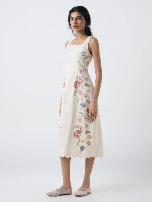 Paisley Cream Floral Cotton Straight Dress