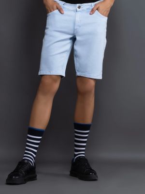 Powder Blue Regular Fit Rhysley Men's Denim Shorts