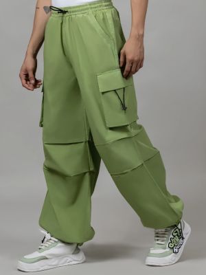 Olive Loose Baggy Men’s Cotton Parachute Trousers
