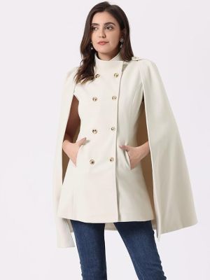 Cape Coats for Women's Winter Slit Sleeve Double Breasted Cloak Coat