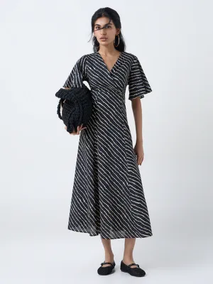 Paisley Blue Striped Cotton A-Line Dress