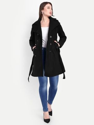 Women Soft Woolen Warm Full Sleeve Solid Long Coat | Casual Winter Outings | Full Length Coverage | Side Pockets | Single Breasted Closure