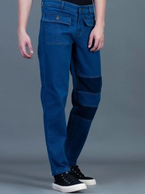 Royal Blue Straight Fit Patch Pocket Rhysley Men's Jeans
