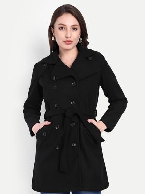 Women Soft Woolen Warm Full Sleeve Solid Long Coat | Casual Winter Outings | Full Length Coverage | Side Pockets | Single Breasted Closure