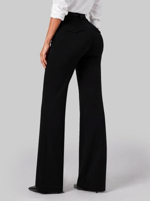 Womens Stretch Wide Leg Dress Pants Hidden Butt Scrunch Work Trouser