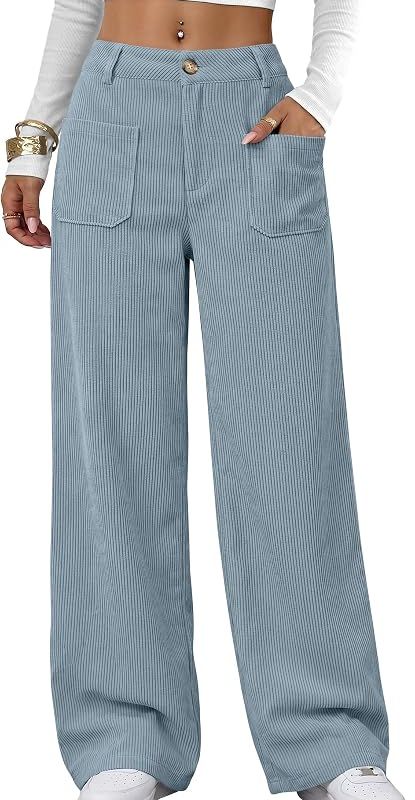 Product Womens High Waisted Wide Leg Corduroy Casual Pants Image