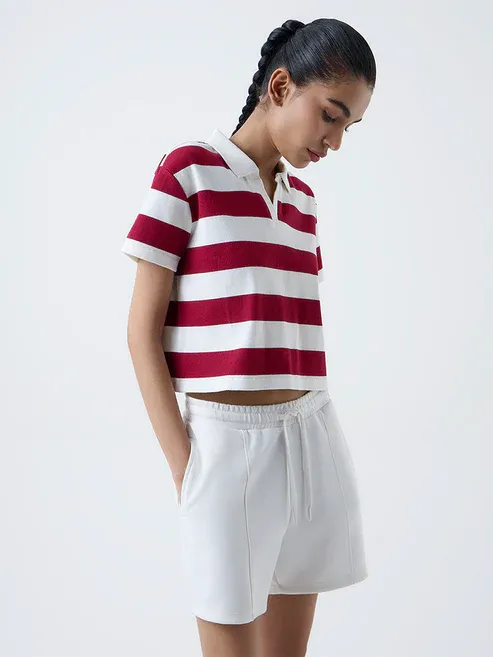 Product Studiofit Multicolour Striped Cotton-Blend T-Shirt Image