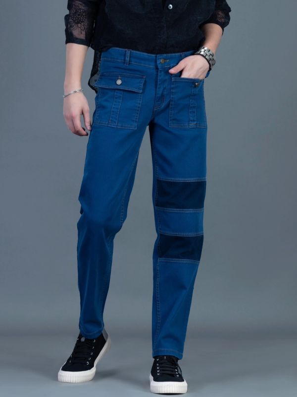 Product Royal Blue Straight Fit Patch Pocket Rhysley Men's Jeans Image