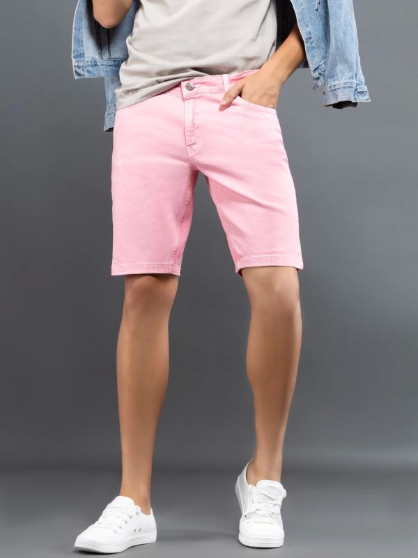 Product Pink Regular Fit Rhysley Men's Denim Shorts Image