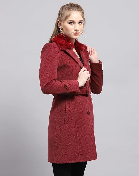Product Womens Self design Collared Neck Full Sleeve Coat Image