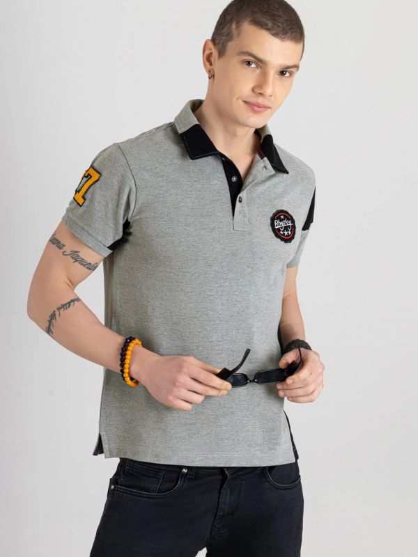 Product Grey Regular Fit Men's Polo T-shirt Image