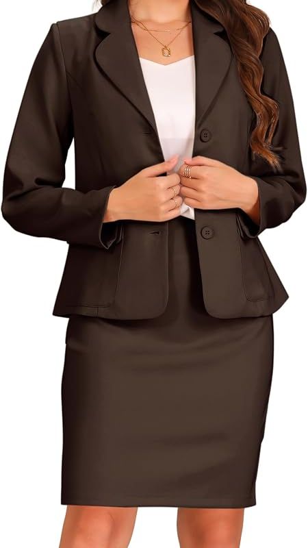 Product Women 2 Piece Skirt Set Suit Business Blazer and Pencil Skirt Image