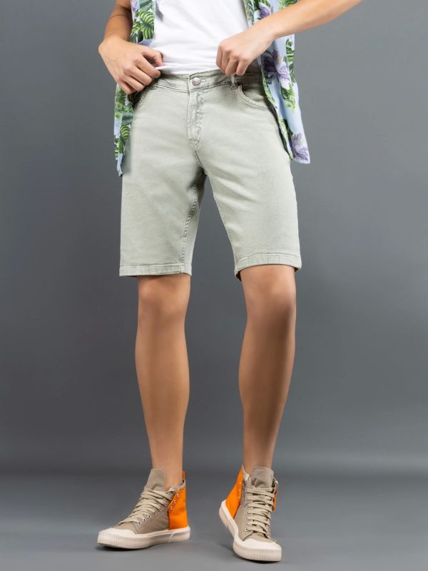 Product Light Olive Regular Fit Rhysley Men's Denim Shorts Image