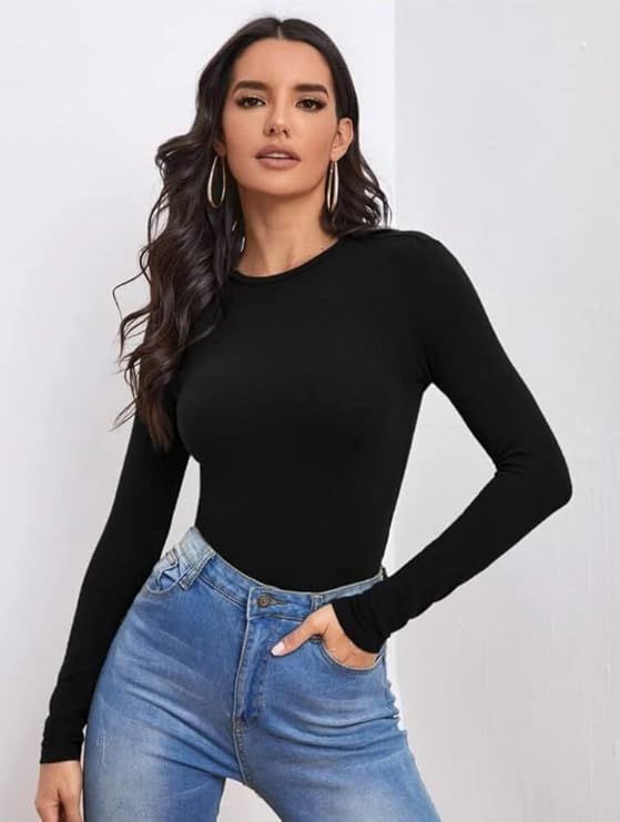 Product Women's Casual Round Neck Long Sleeves Stylish Slim Fit Top, 23" Inches Image