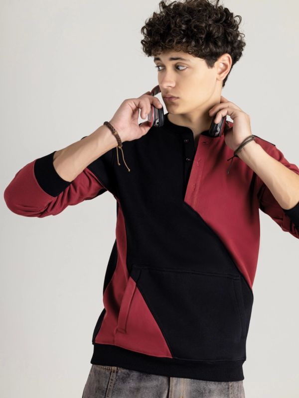 Product Red And Black Regular Fit Men's Sweatshirt Image