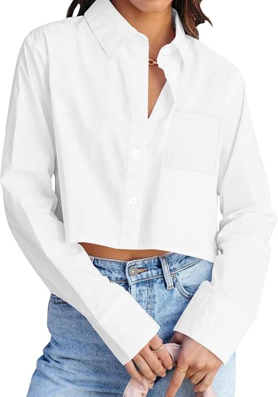 Product Shirts for Women Long Sleeve Cropped Blouse Tops Image